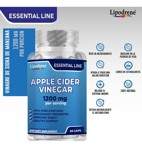 Vinagre De Sidra De Manzana 1200 Mg | Lipodrene | Essential Sabor Sin Sabor