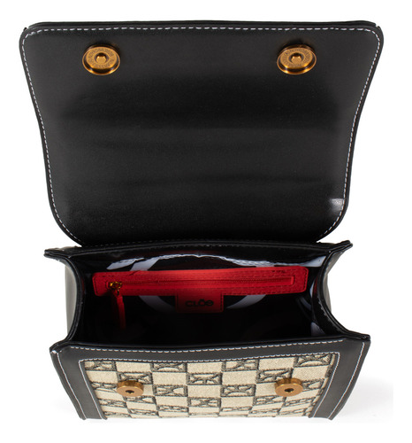 Bolsa Mochila Cloe Para Mujer Textil Maneral Look Bambú Color Negro