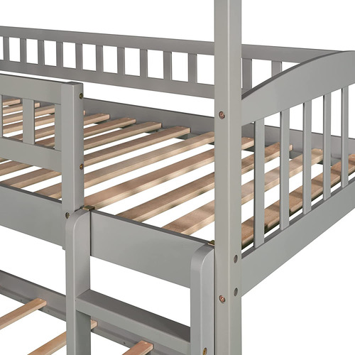 Litera Individual Con Tobogán Y Diseño De Techo Madera Pino
