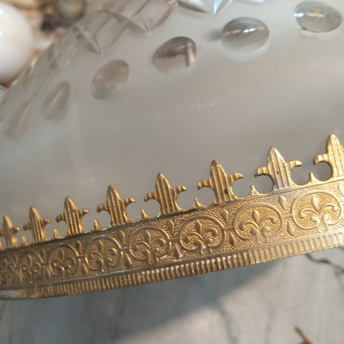 Plafon De Techo Antiguo Lampara Bronce Tallada Grande Dorado (Usado)