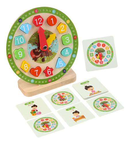 Reloj De Madera For Niños, Juguete Montessori N