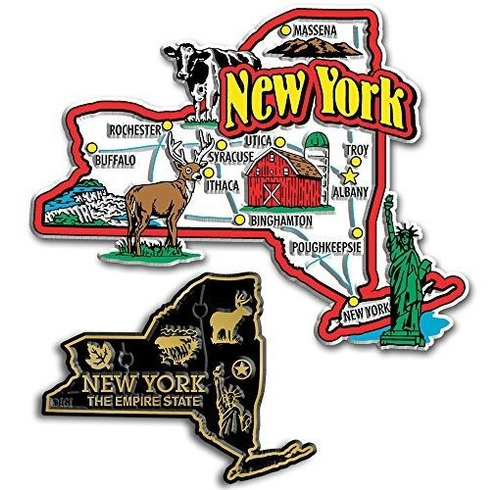 Jumbo Y Pequeño Estado Mapa Iman Conjunto  Nueva York