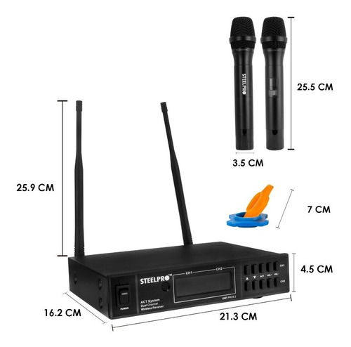 Imagen 4 de 4 de Microfono Uhf Profesional Steelpro Frecuencia Multicanal