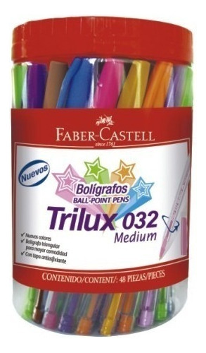 Boligrafo Faber Trilux Lapicera Birome X 48 Colores Surtidos