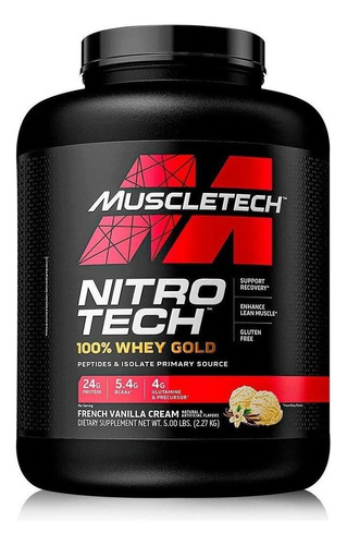 Nitro Tech 100% Whey Gold 5.5 Lb, Muscletech Sabor Vainilla
