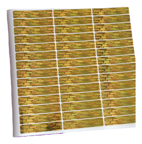 200 Hologramas Original Sello Seguridad Void 50x10mm Dorado