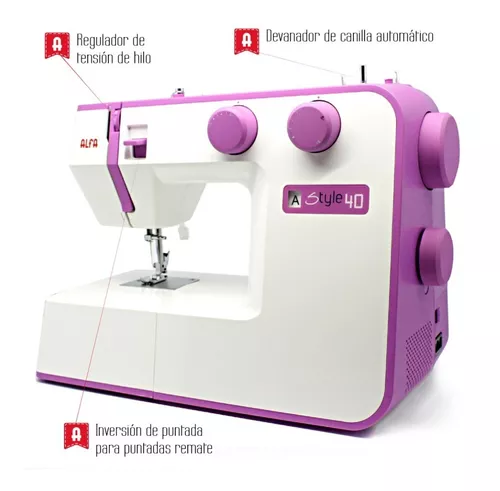 Máquina de coser Alfa Style 40 portable blanca y violeta