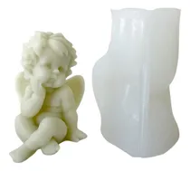 Comprar Molde Silicona Angel 3d 5cm Sentado Pensando Vela Jabon 5q6 Color Blanco