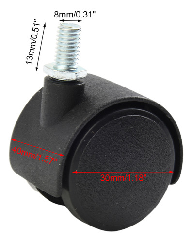 Ruedas Giratorias Con Rodamiento Negro Computer Soft Wheel