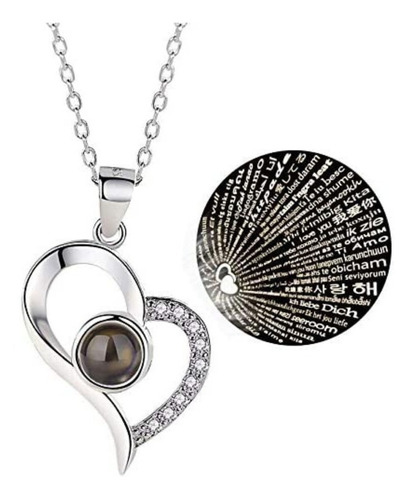 Rosa Real Eterna Y Collar Con Dije, Caja De Acrilico Color Azul