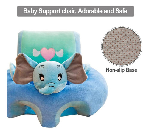 Bebé Sillón Soporte Sentar Dinosaurio Perrito Cerdito Conejo Azul Acero