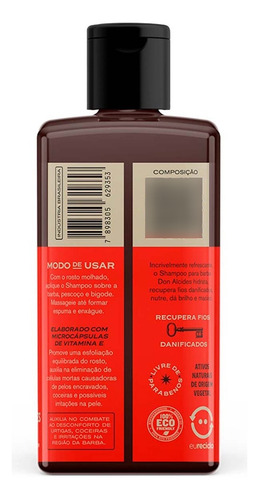 Kit Balm Shampoo E Pente Curvo Barba Negra Don Alcides