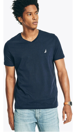 Playera Camiseta Nautica Cuello V Hombre Original Azul Navy