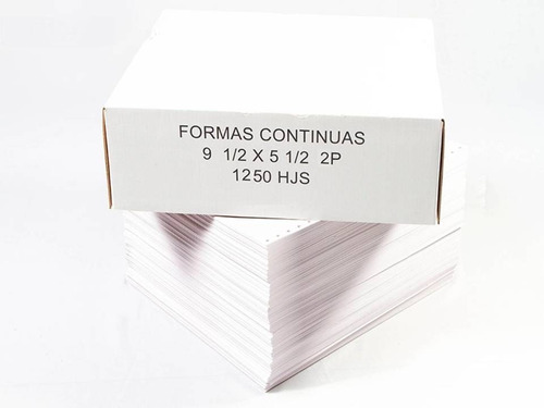 Hojas Forma Continua 9 1/2 X 5 1/2 Tamaño Media Carta 2parte