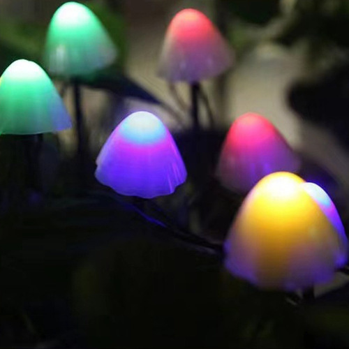 Cadena De Luces Solares Led Con Forma De Mini Hongo, 8 Modos