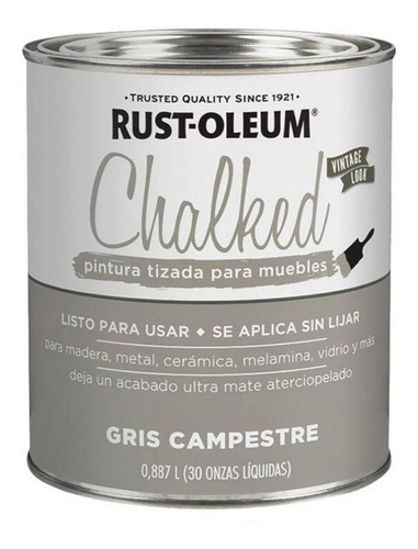 Pintura Esmalte Rust-oleum 0.9 Lt Chalk Gris Campestre Tizad