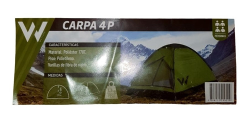 Carpa Para 4 Personas Wetland 4p Varillas De Fibra De Vidrio