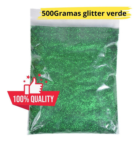 Glitter Purpurina Pó Brilho Decoração Prata 500g Cor Verde-escuro