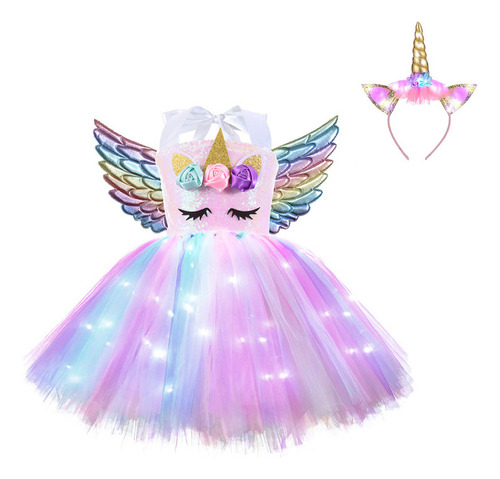 Disfraz De Unicornio Con Luz Led, Vestido De Princesa