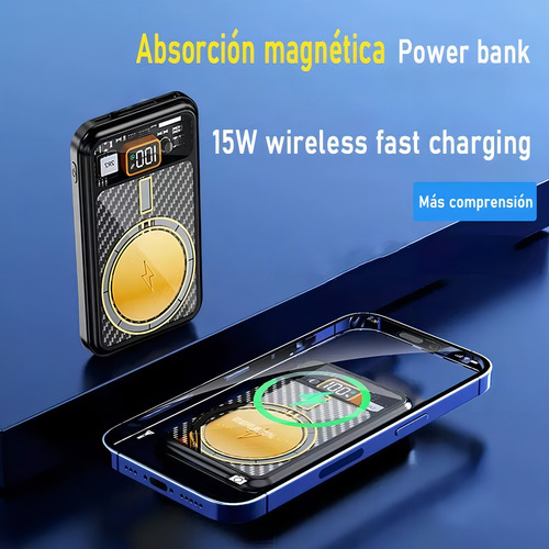 Power Bank Inalámbrico Magnético 10000mah Cargador 5.0a 22.5w Carga Super Rápida,bateria Portatil Pila De Usb-c Con Pantalla Digital,banco De Energía Compatible Estándar Magsafe Qi