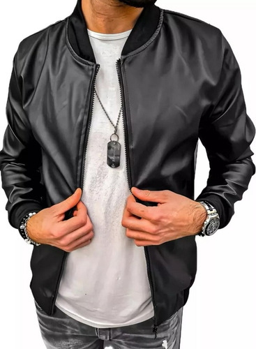 Campera Eco Cuero Importada Bomber Hombre