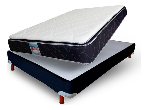 Colchon Con Box Queen Size Ortopedico Supreme Bio Mattress Color Azul