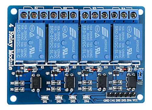 Elegoo Modulo Rele 4 Canales Cc 5 V Optoacoplador Compatible