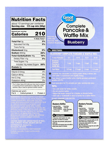 Mezcla Para Pancakes Y Waffles Blueberry 793g | Great Value