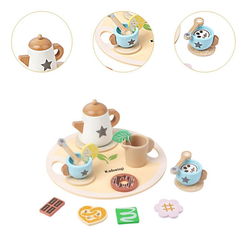 Mz Juego De Té De De Madera For Niños Pequeños, Juego Flor