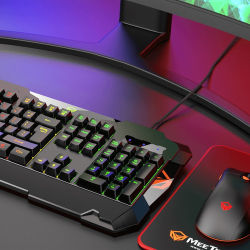 Kit Gamer Teclado Retroiluminado Rgb Mouse Audifonos Teclado Negro Negro