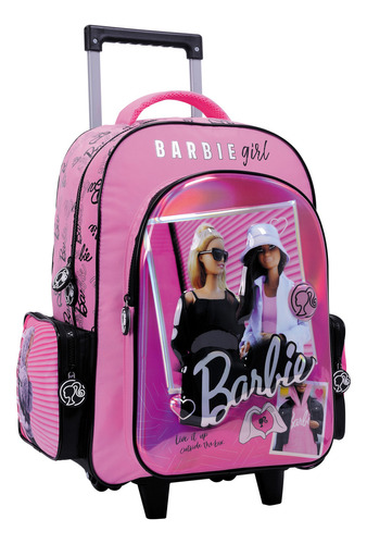 Mochila Escolar 18 Pulgadas Barbie Relieve Girl Wabro Color Rosa