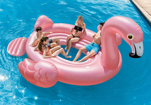 Isla Mega Flamingo Inflable P 4 Personas Piscina 3.58m Playa