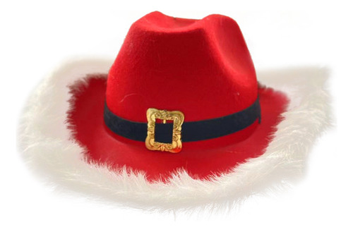 Sombrero De Vaquero Rojo Con Plumas De Decoración Navideña C