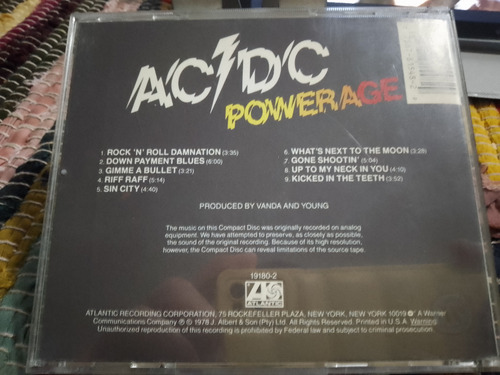 Cd Ac/dc - Powerage - 1° Ed - Made In Usa! Estándar (Usado)