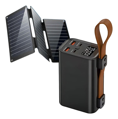 Power Bank 30,000mah 100w Carga Rapida + Panel Solar 21w Negro