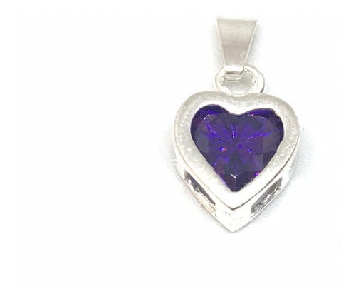 Dije Corazón Colgante Cubic 8mm Plata 925 Varios Colores