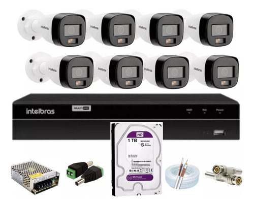 Kit Intelbras 8 Cam. 1220b Full Color Dvr 1208 1tb Purple