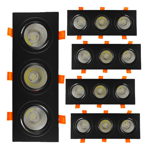 5 Modulos Led Negro 3 Spot Led Cob Dirigible 21w Empotrar 