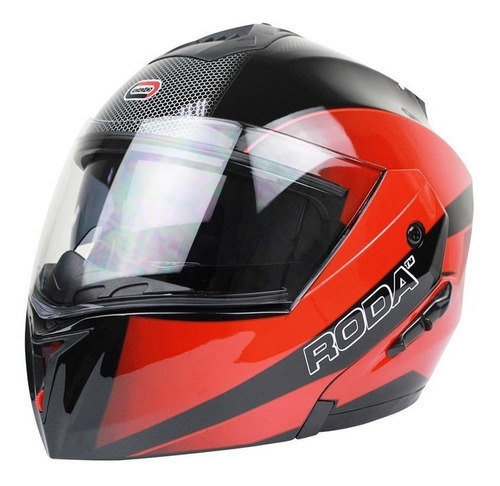 Casco Abatible Motocicleta Diseño Deportivo Certificado Roda Color Negro/Rojo Tamaño del casco L