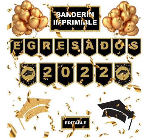 Banderín Imprimible Egresados Editable +  