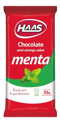 Tableta De Chocolate Haas Con Menta 55 G