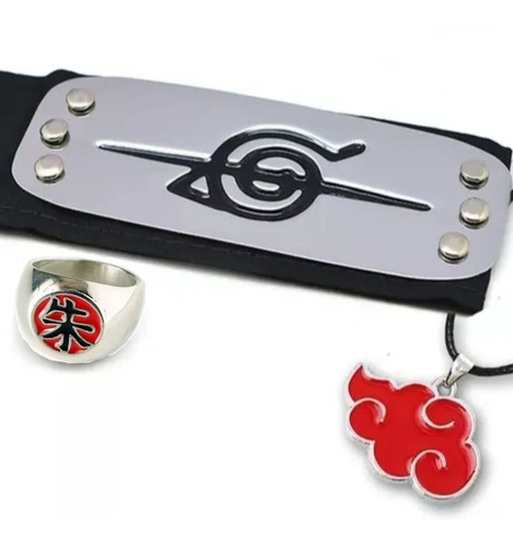 Set Itachi- Bandana + Anillo +  Collar Akatsuki  -original-