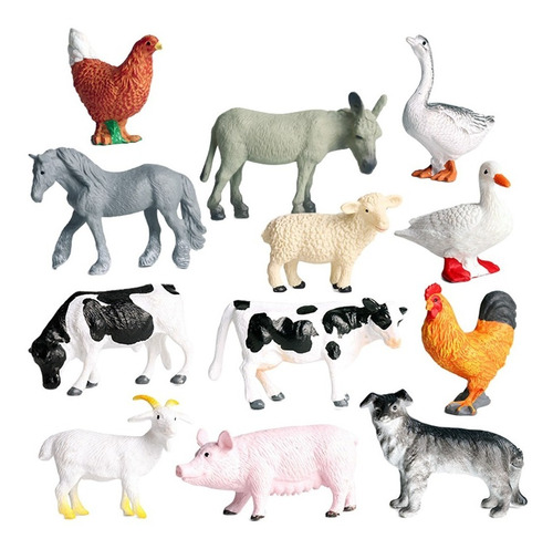 Muñecas De Juguete De Animales De Granja Niños 12 Pcs