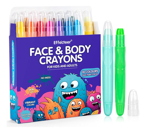 Kit De Pintura Facial Niños, 18 Colores Crayones De Pi...