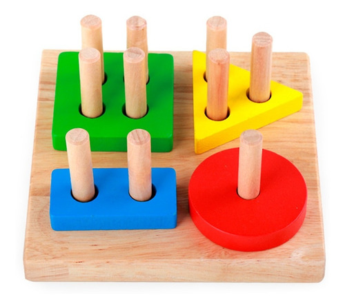 Imagen 2 de 8 de Acool Montessori 1234 Tablero Formas Ensarte Ac7681