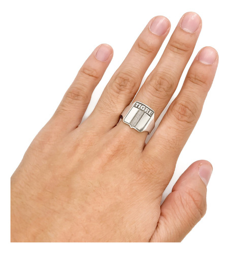 Anillo Escudo Equipo Fútbol Argentina Tigre C - Grande Plata 925