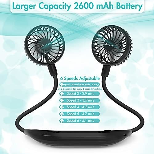 Ventilador De Cuello De 2600 mah Con Banda Para El Cuello, D