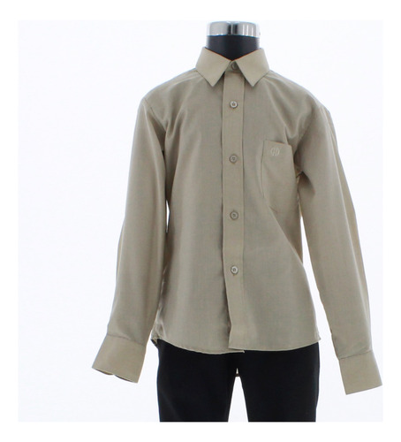 Camisa De Vestir Niño Beige Oscuro Manga Larga 3565 6 A 16