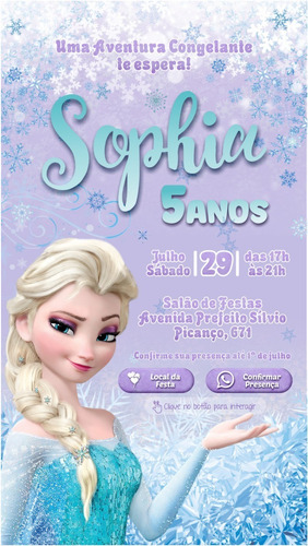 Convite Aniversario Virtual Personalizado Interativo Frozen