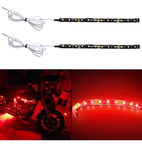 Geeon 2pcs 8inch Red Led Light Strip For Motorcycle 12v Supe